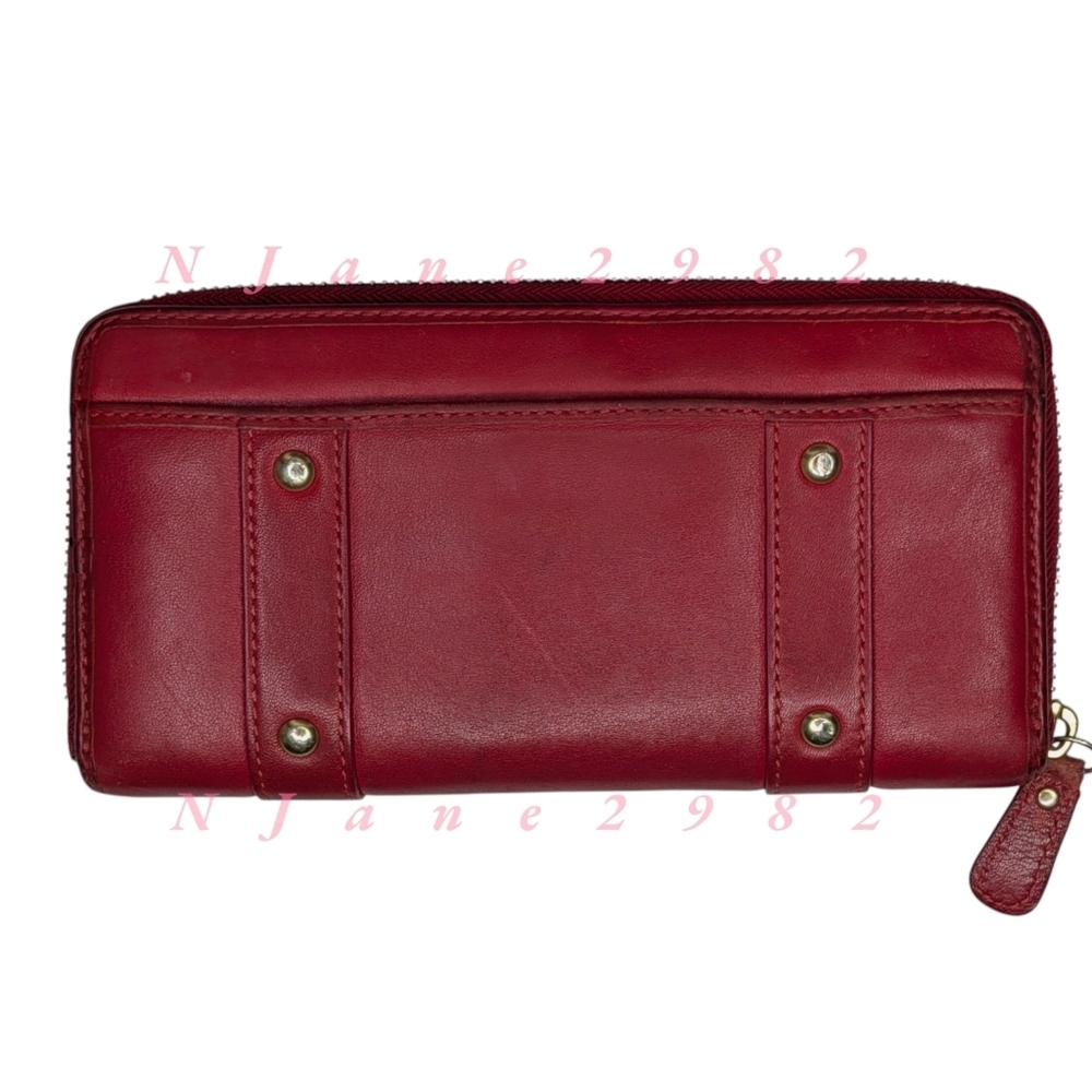 Coach Zoe Vintage Red Leather Zip Wallet Buckles Accordion Organizer EST 1941 - Picture 5 of 15